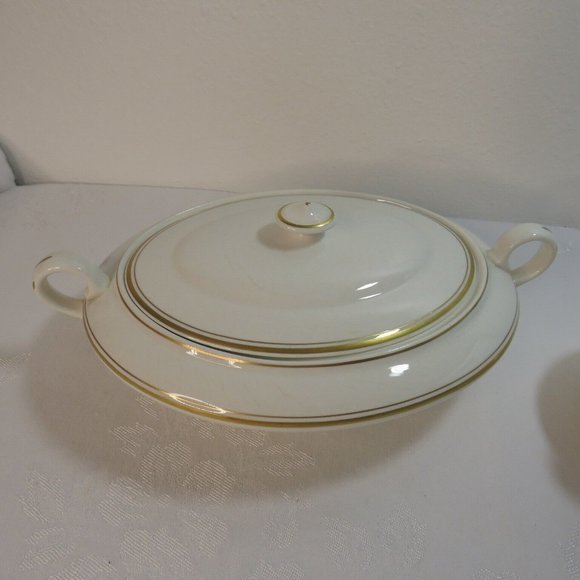 Vintage Ceramic Serving Bowl w/Lid & Gravy Boat Dish Bowl  K T & K Gold Trim - Picture 8 of 16